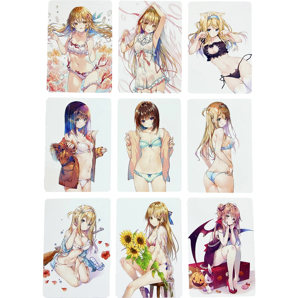 9 шт./набор флэш-картинок с аниме-девушками ACG сексуальной кавай студенческой формы купальных костюмов коллекция карт редкого белья девушек игры.