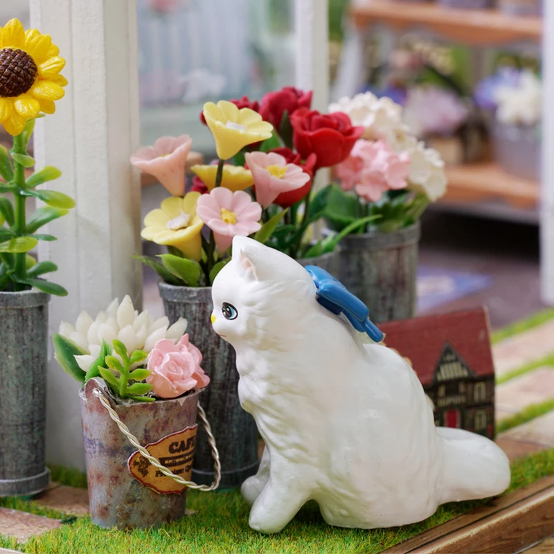 Фото DIY Wooden Sunshine Greenhouse Cottage Figurines Miniatures Kits Assembled Houses Casa Friends Birthday Gifts Home Decor Crafts №4