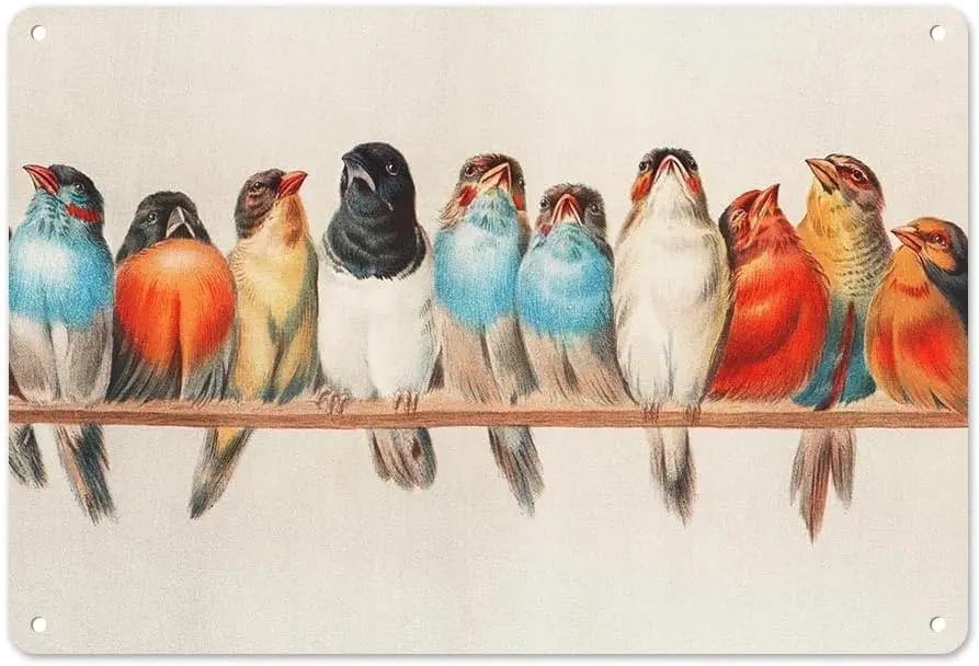 Винтажные металлические жестяные знаки в стиле ретро с птицами милая радужная
