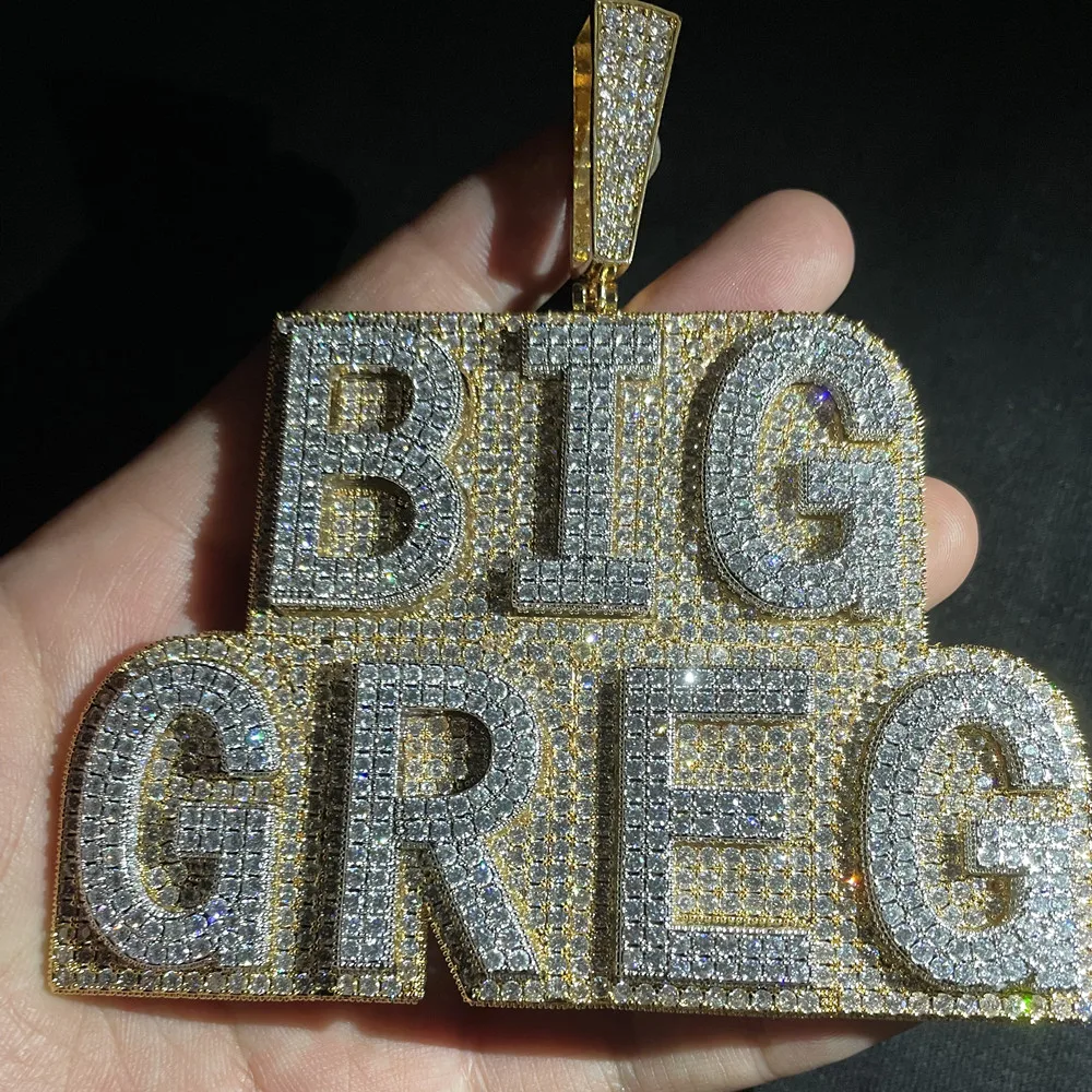 

Custom Rapper Name Letter Hip Hop Iced Out 3D Flower Setting Charms Cubic Zirconia Pendant