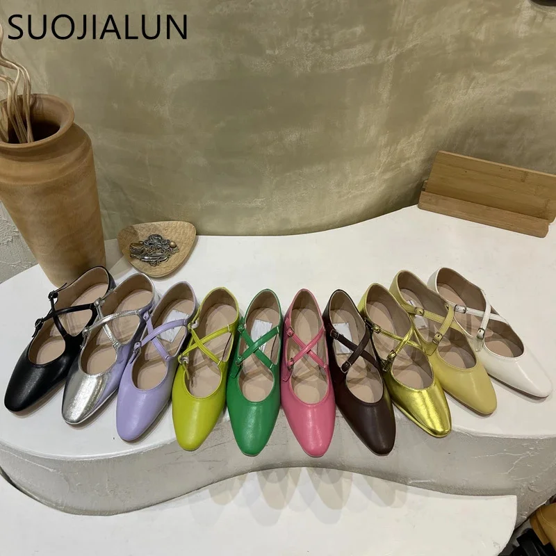 

2023 New Spring Women Flat Heel Shoes Shallow Mary Jane Ballet Flats Fashion Candy Color Ballerina Soft Casual Loafers