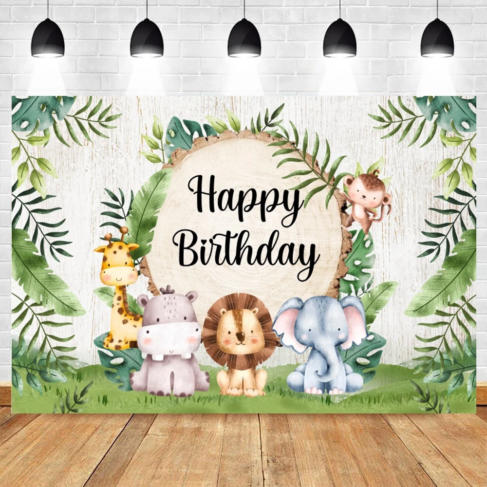 

Jungle Animals Baby 1st Birthday Backdrops For Photography Wild One Party Decor Photocall Photographic Background Photo Studio