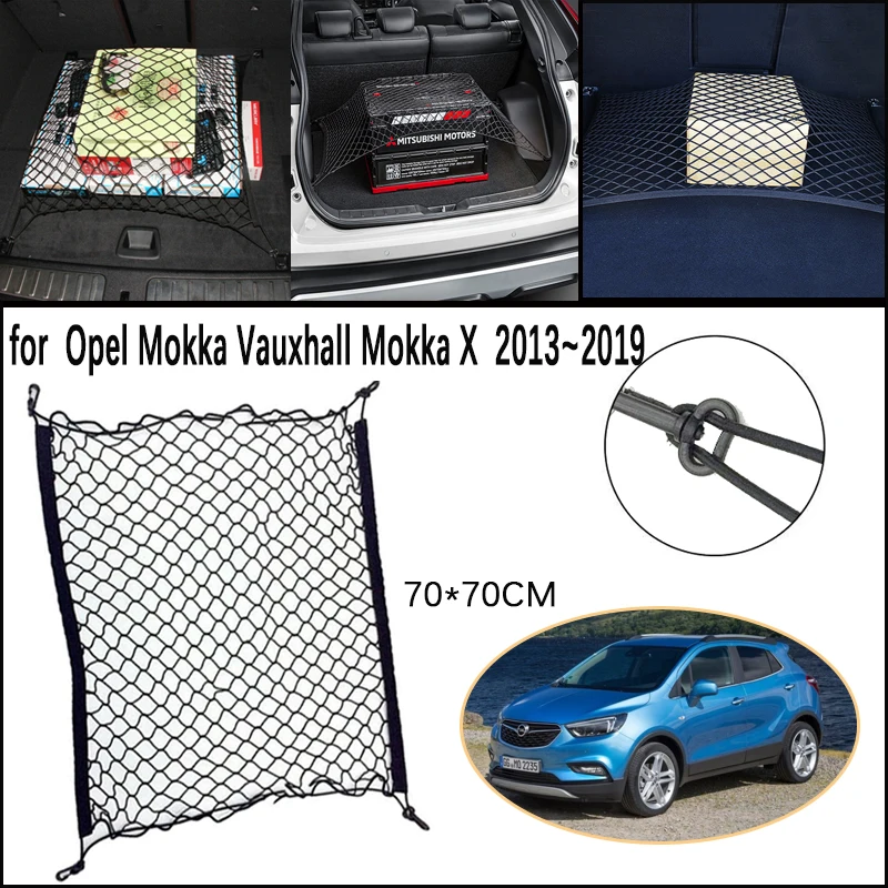 Car Trunk Network Mesh for Vauxhall Opel Mokka X 2013~2019 Luggage Fixed Hook Elastic Storage Cargo Net Organize Car Accessories