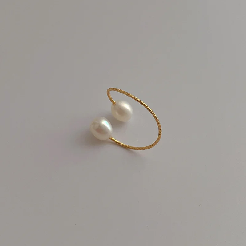 

Minar Personality Baroque Freshwater Pearl Charm Rings for Women Gold Color Copper Irregular Geometric Adjusting Ring Jewellery
