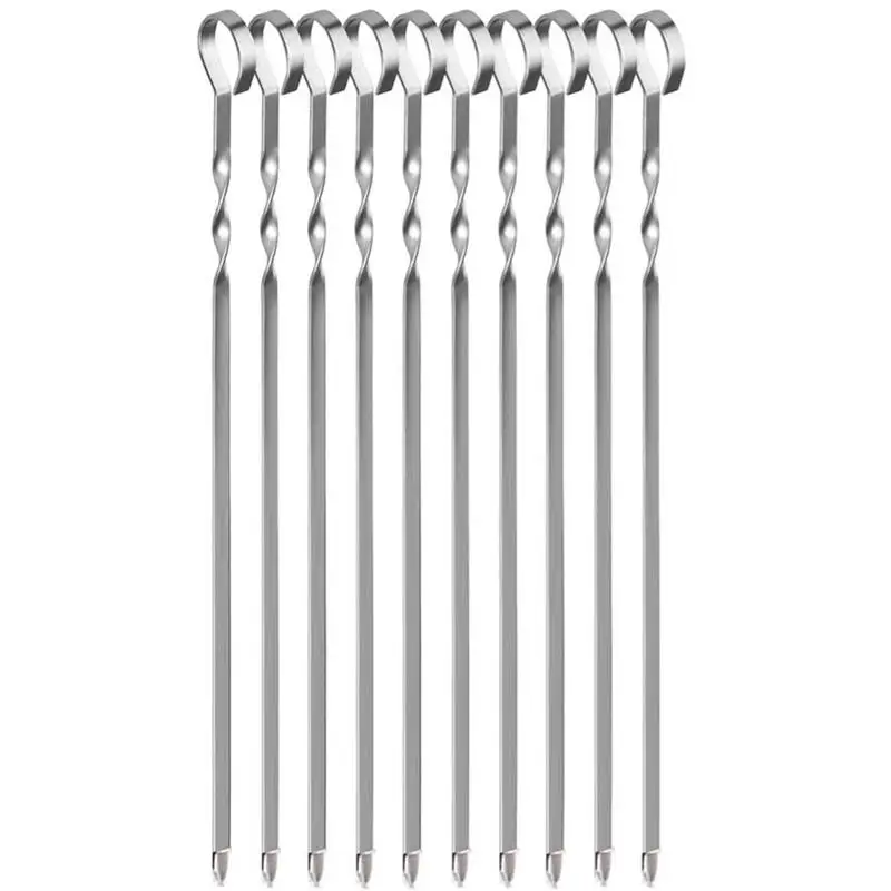 

Barbecue Skewers 16 Long Flat BBQ Skewers 10Pcs BBQ Skewers Flat Stainless Steel Barbecue Skewers Grill Stick Set For Meat