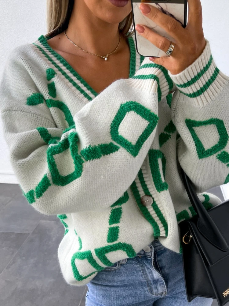 

Y2k Korean Fashion Autumn Knit Womens Cardigan Loose Sweater Coat Sweater Pink Grey White Single-breasted Long Sleeve Top Winter