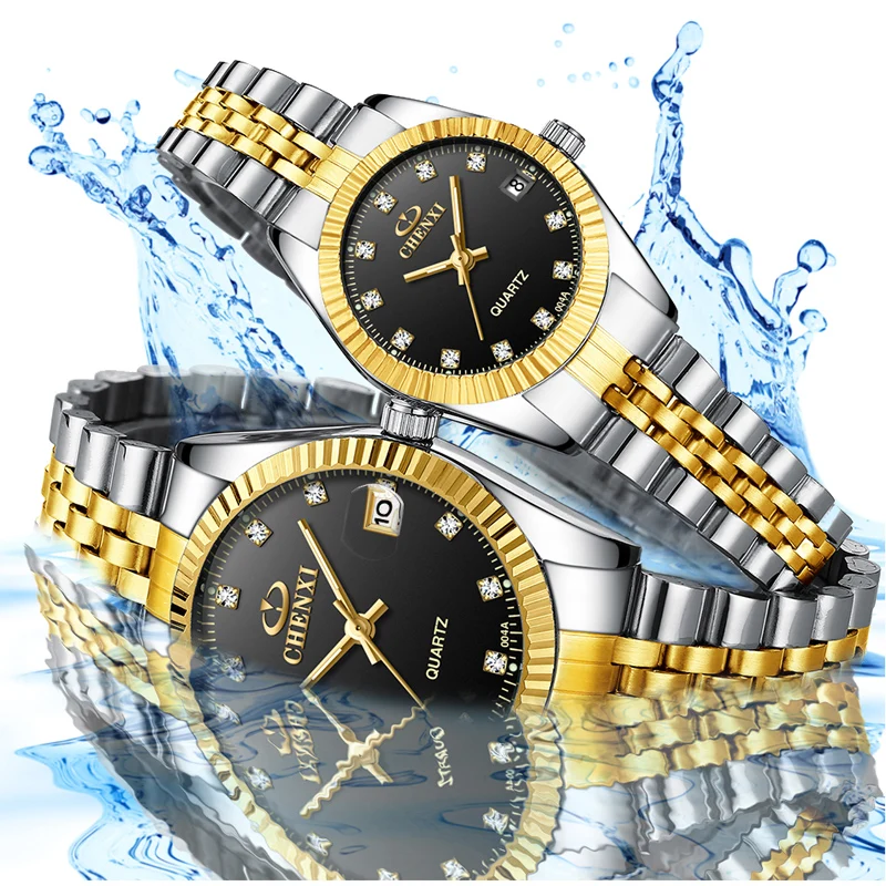 New Couple Watch CHENXI Stainless Steel Men Women Watches Pair Hour Business Casual Waterproof Quartz Watch For Coupl Gift 2022