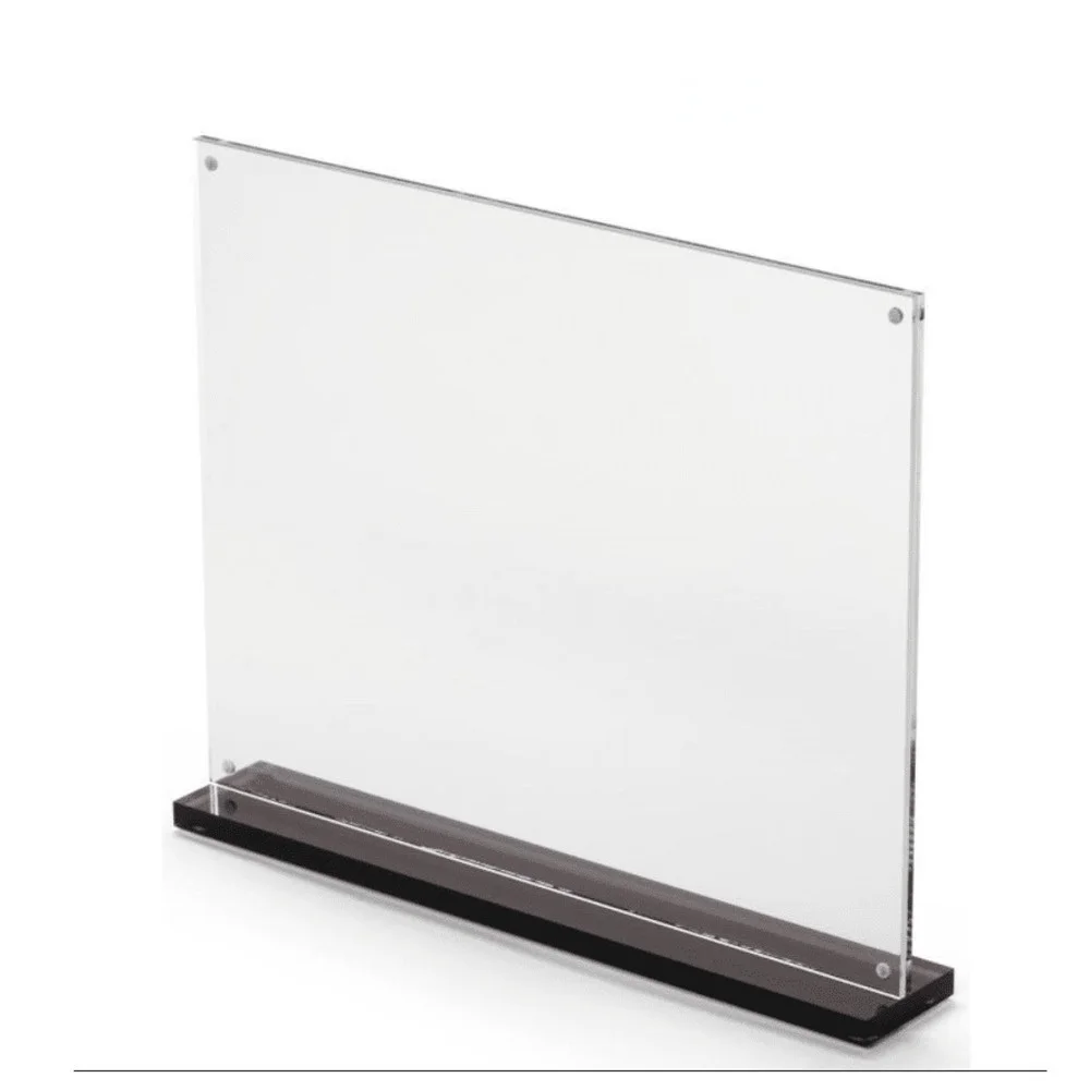 

Horizontal A4 Tabletop Acrylic Sign Holder Magnetic Closure Smoke Base