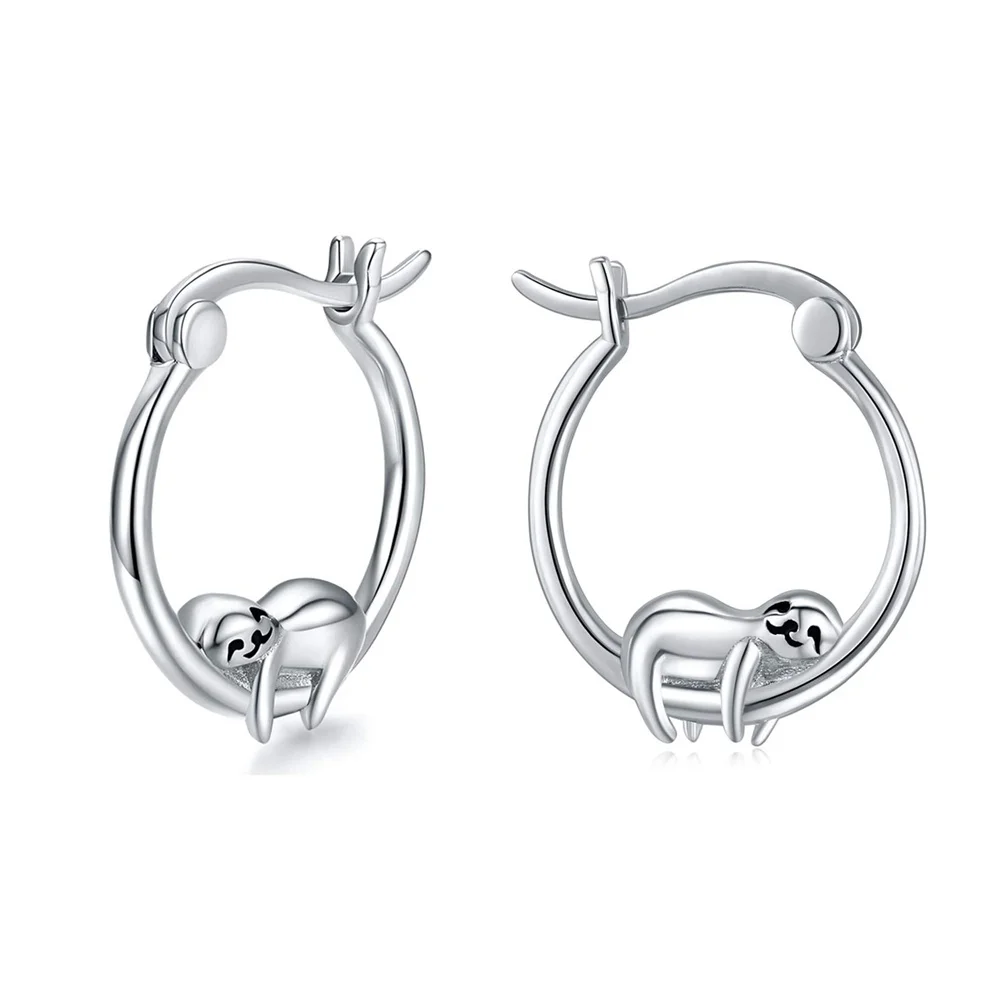 

Hot Sales Sloth Silver Plated Earring Trendy Lovely Animal Hoop Earrings Woman' Jewelry Wife Valentine's Day Present