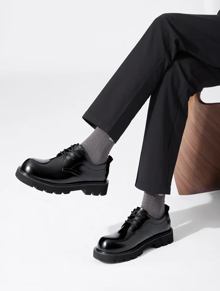 GOLDEN CAMEL мужские туфли дерби из натуральной кожи с круглым носком на толстой