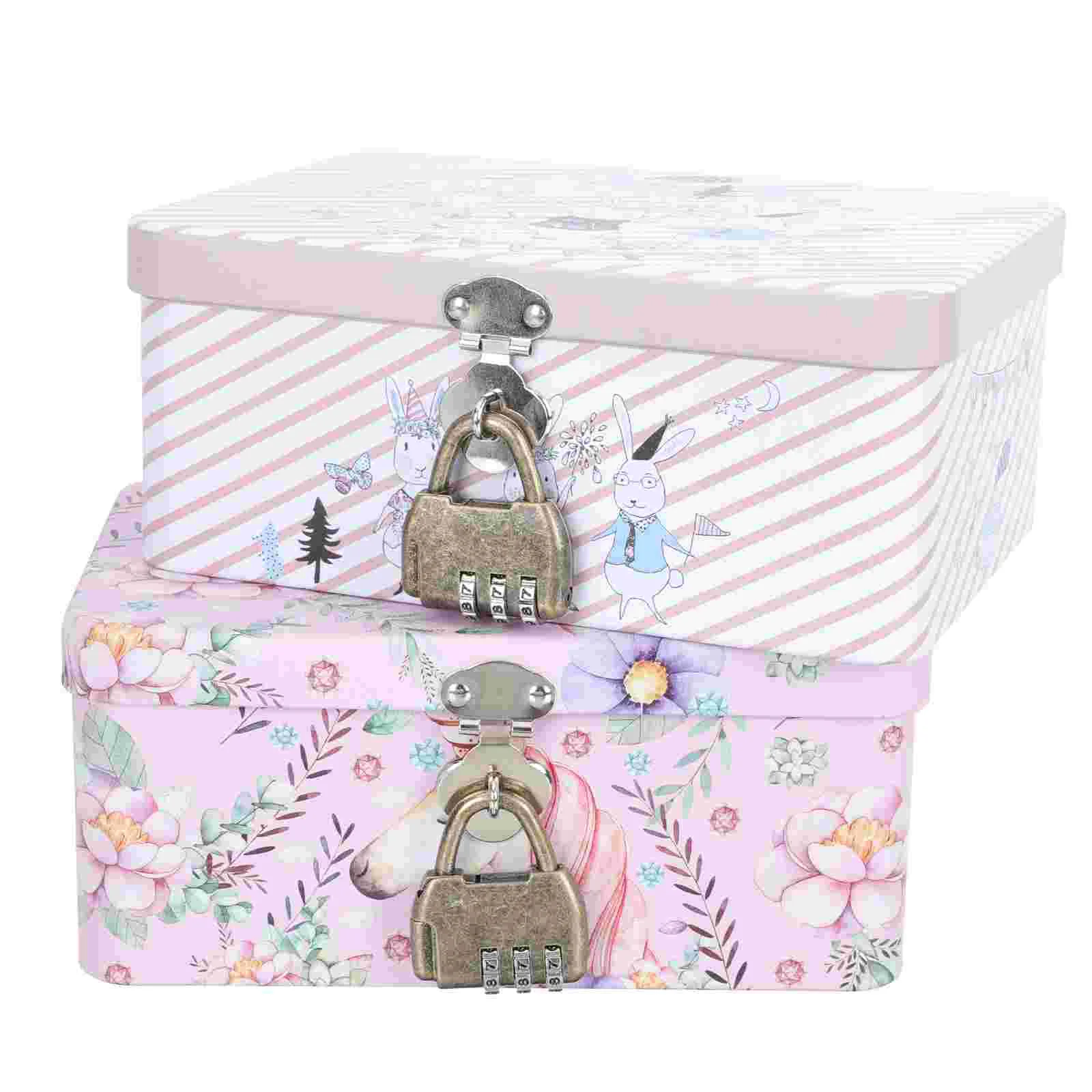 

2pcs Tinplate Money Holder Easter Design Storage Case Desktop Money Boxes