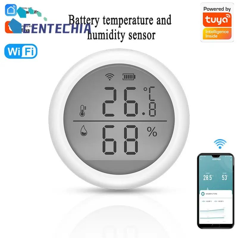 

Внутренний гигрометр с дистанционным мониторингом, ЖК-дисплей, цифровой термометр Smart Life, датчик температуры и влажности с длительным сроком службы батареи