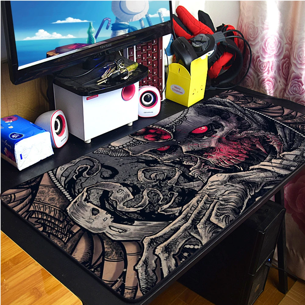 

Mouse Pad Gamer XXL Large HD Keyboard Pad Mouse Mat Dark Horror Skull Laptop Natural Rubber Anti-slip Office Mice Pad Mouse Mat