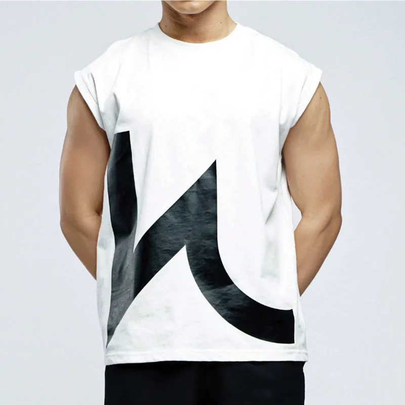 

Summer Streetwear Casual Men's Tank Top Crew Neck Sleeveless T-Shirt Top Jogger Gym Workout Fashion Activewear