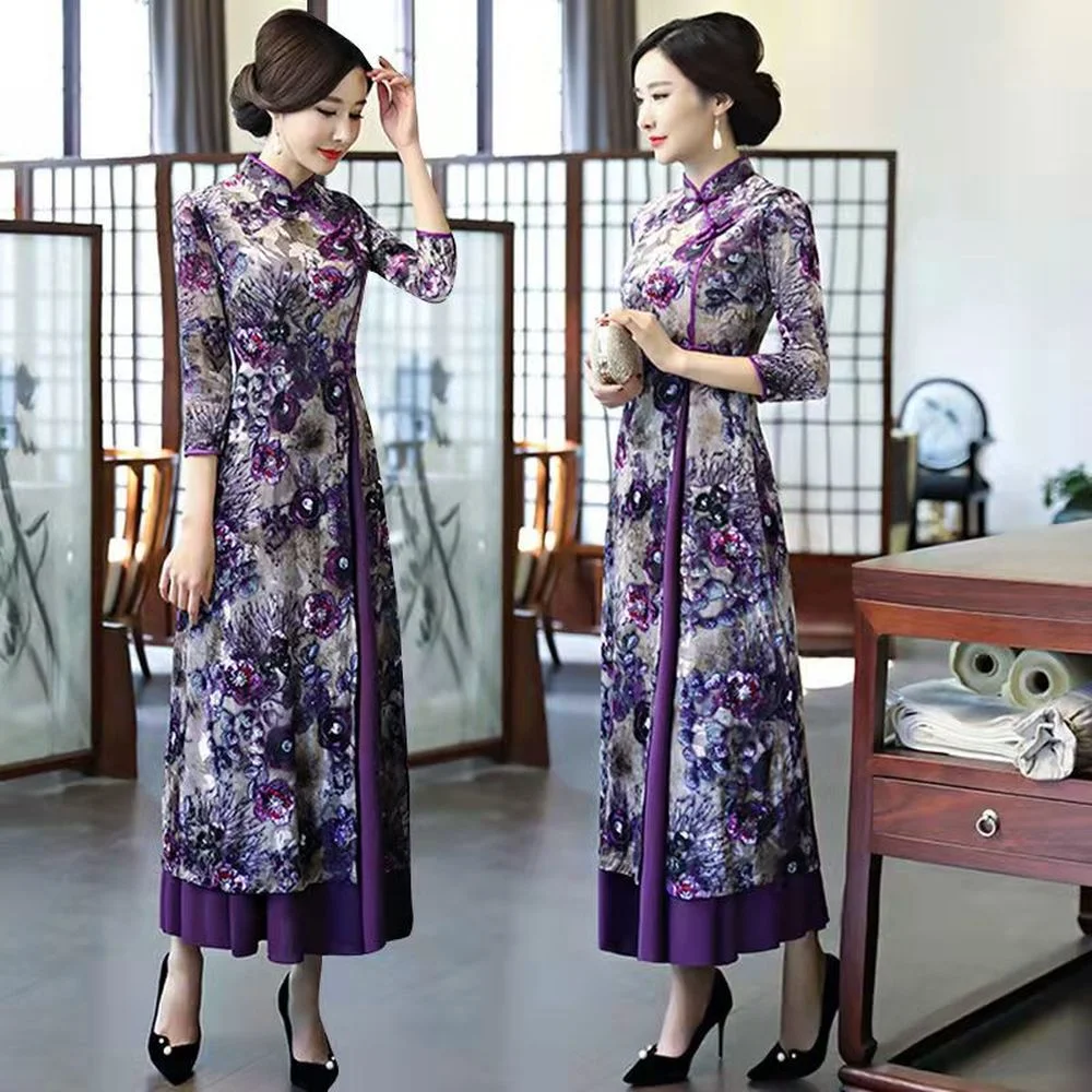 Новинка весна-лето Ao Dai вьетнамское традиционное платье Aodai Qipao китайское