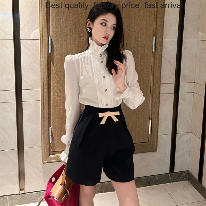 quality luxury brand Woman Fashion 2023 New in Big Name Bowknot Embellished Miniskirt High Waist Slim Shorts Elegant Women's Ski