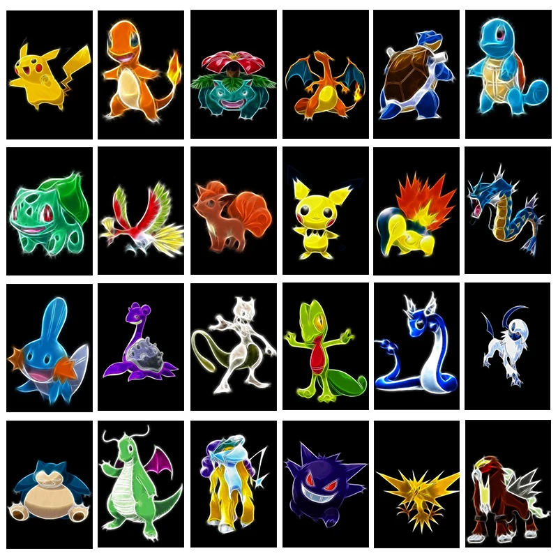 Покемон мультфильм аниме эльф Холст Картина Пикачу Бульбазавр очаровательный