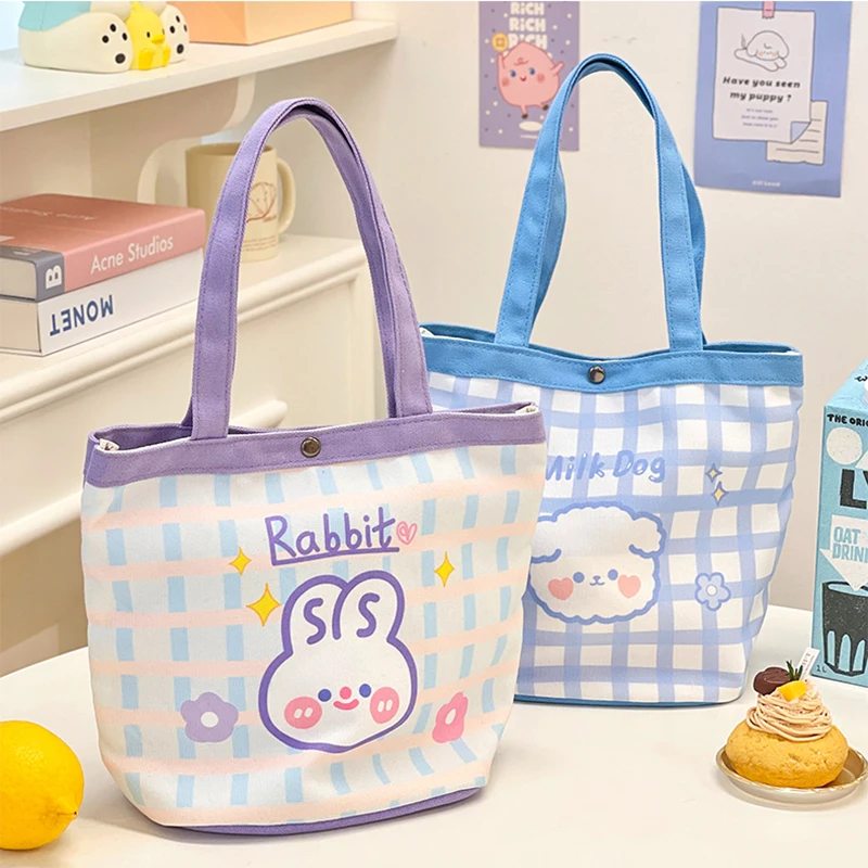 

Сумка-тоут женская холщовая, милая сумочка с рисунком медведя, кролика, для школы и девушек-подростков