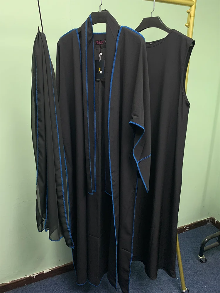 Abaya Femme Musulman Dubai 2023 Ramadan Eid Jilbabs for Women with Sashes Africa Clothing Muslim Turkey Open Cardigan Dress