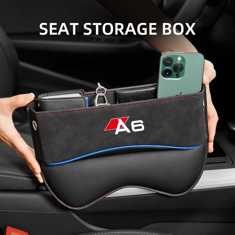 

Universal Car Seat Storage Box For Audi A6 Car Seat Gap Organizer Seat Side Bag Reserved Charging Cable Hole car accessories