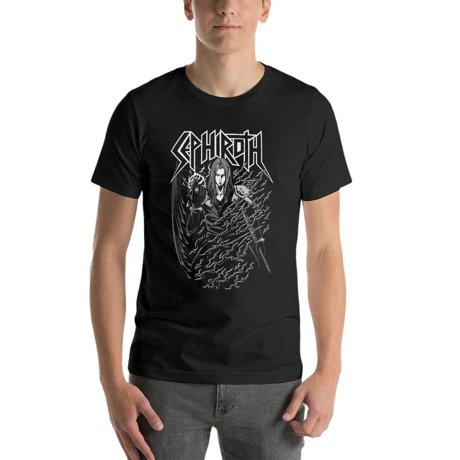 

Fantasy Angel Final Fantasy 7 Sephiroth Oversized Tshirt Custom Mens Clothes 100% Cotton Streetwear Plus Size Tops Tee
