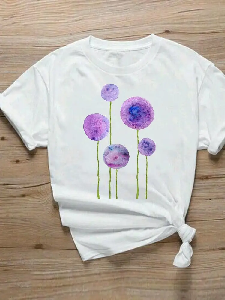 

T-shirts Clothing Fashion Shirt Female Graphic T Top Women Plant Flower 90s Cute Print Summer Short Sleeve Cartoon Tee T-Shirt