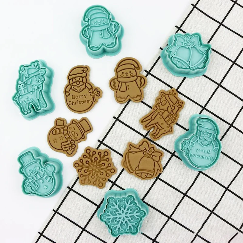 

6Pcs/set Christmas Cookie Mold Cartoon Embosser Moulds Snowflake Tree Baking Molds New Year Party Fondant Cake Decorating Tool