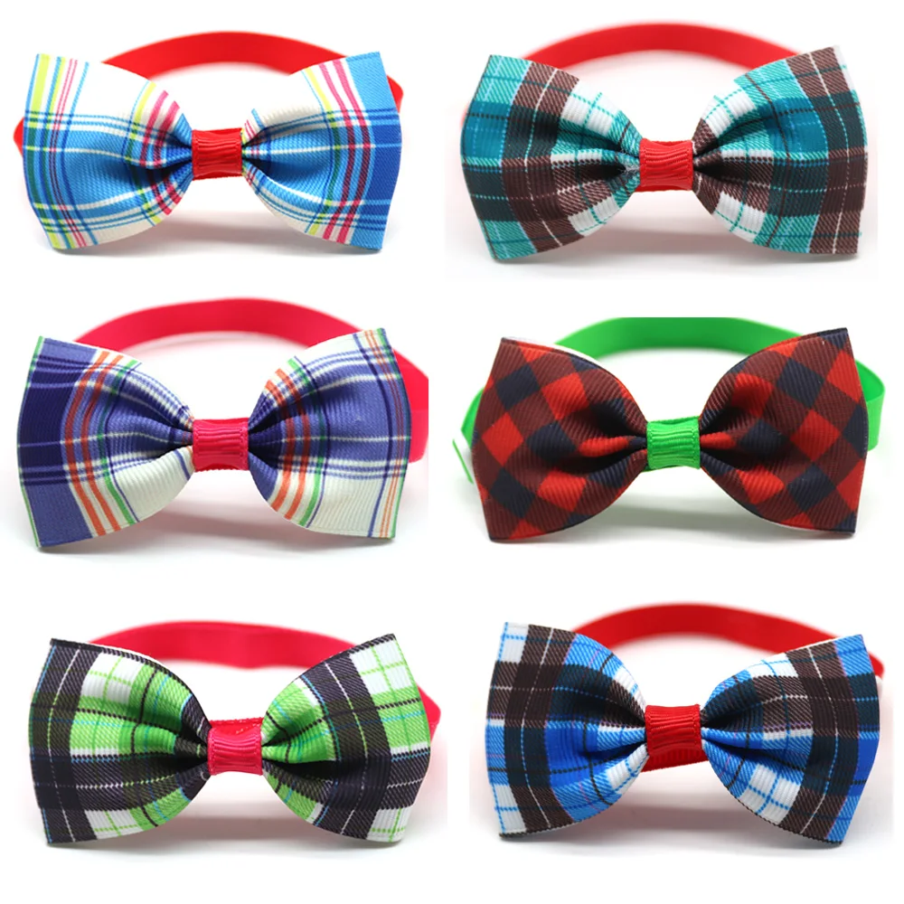 

Wholesale 100 pet supplies fashion cat and dog beauty accessories pet dog and cat bow plaid stripe solid bow