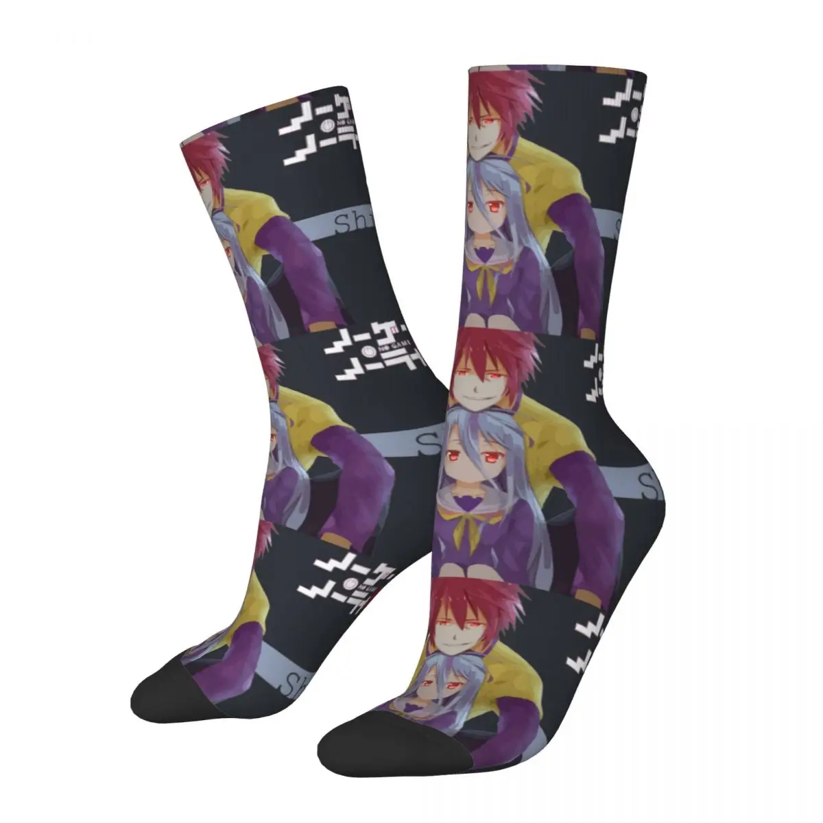 

Vintage No Game No Life Crazy Men's compression Socks Unisex No Game No Life Harajuku Pattern Printed Funny Crew Sock Boys
