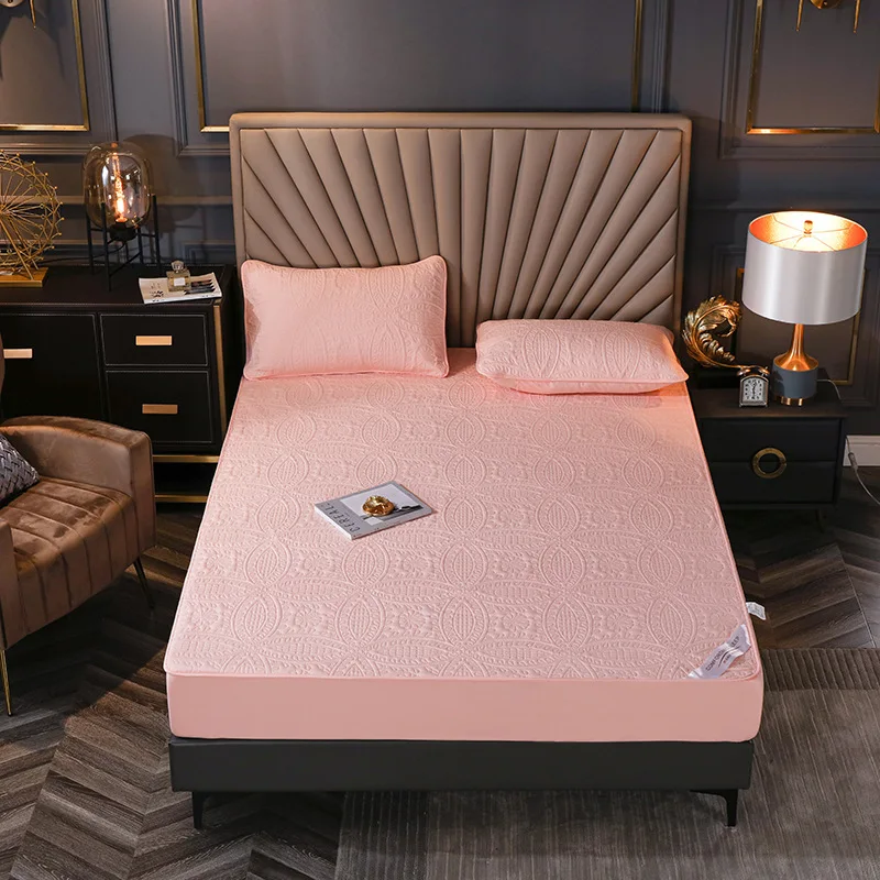 

Cotton Mattress Cover Topper Covers for Queen Bed Solid Color Fitted Sheet with Elastic Band King Size Bed Cover Water Proof