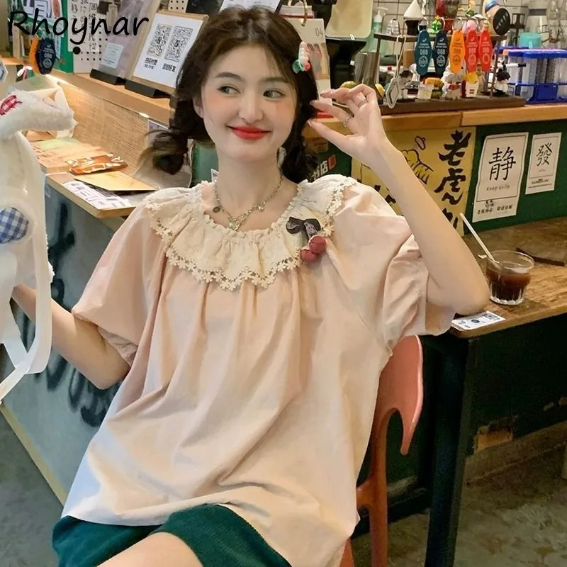 Рубашки с воротником Питера Пэна женские рубашки в корейском стиле милые