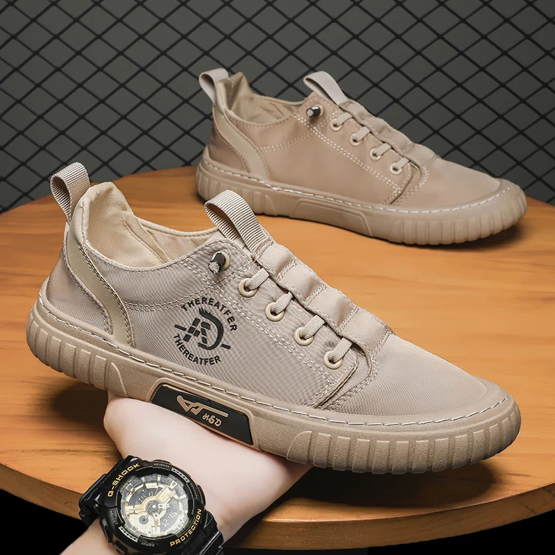 

JIEMIAO Men's Casual Shoes Summer Ice Silk Cloth Comfortable Sneakers Trend Flat Shoes 2022 New Breathable Vulcanized Shoes
