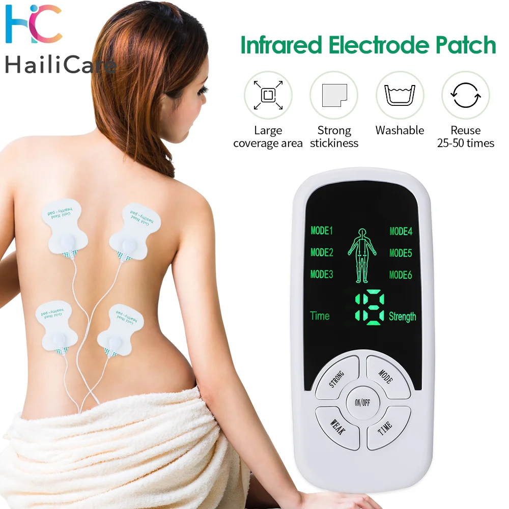 

Eletric Muscle Stimulator TENS Massager Micro Current 6 Modes Massager EMS Pain Relief 4 Electrode Pads Cervical Spine Massager