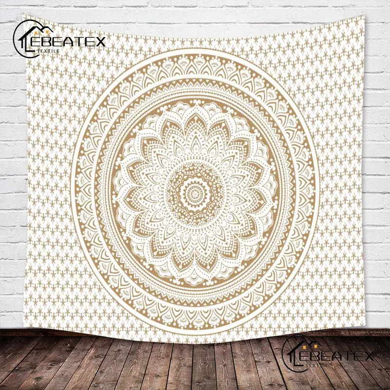 

Gold Mandala Tapestry Bedroom Aesthetics Silver Gray Wall Hanging Hippie Room Decor Bohemian White Psychedelic Tapestries Art