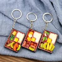 1pc pvc simulation food keychain charms bento lunch box chicken wings keyring key holder bag purse car pendant jewelry gifts