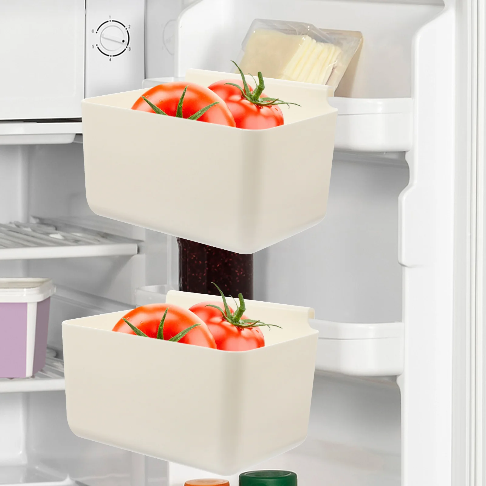 

2 Pcs Refrigerator Storage Box Plastic Container Fridge Sauce Boxes Slide Organizers Side Door Crisper The Pet Supplies Freezer