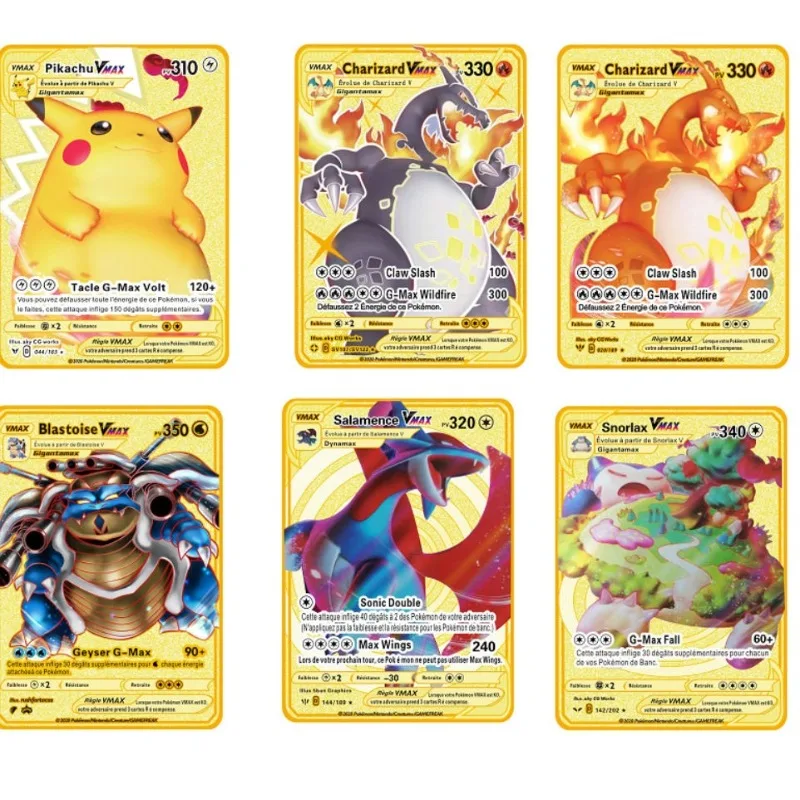 Фото Коллекционные металлические карты Pokemon: Чаризард, Пикачу, Мьюту, Чаризард Vmax, GX, DX — коллекционные TCG-карты для демонстрации №3