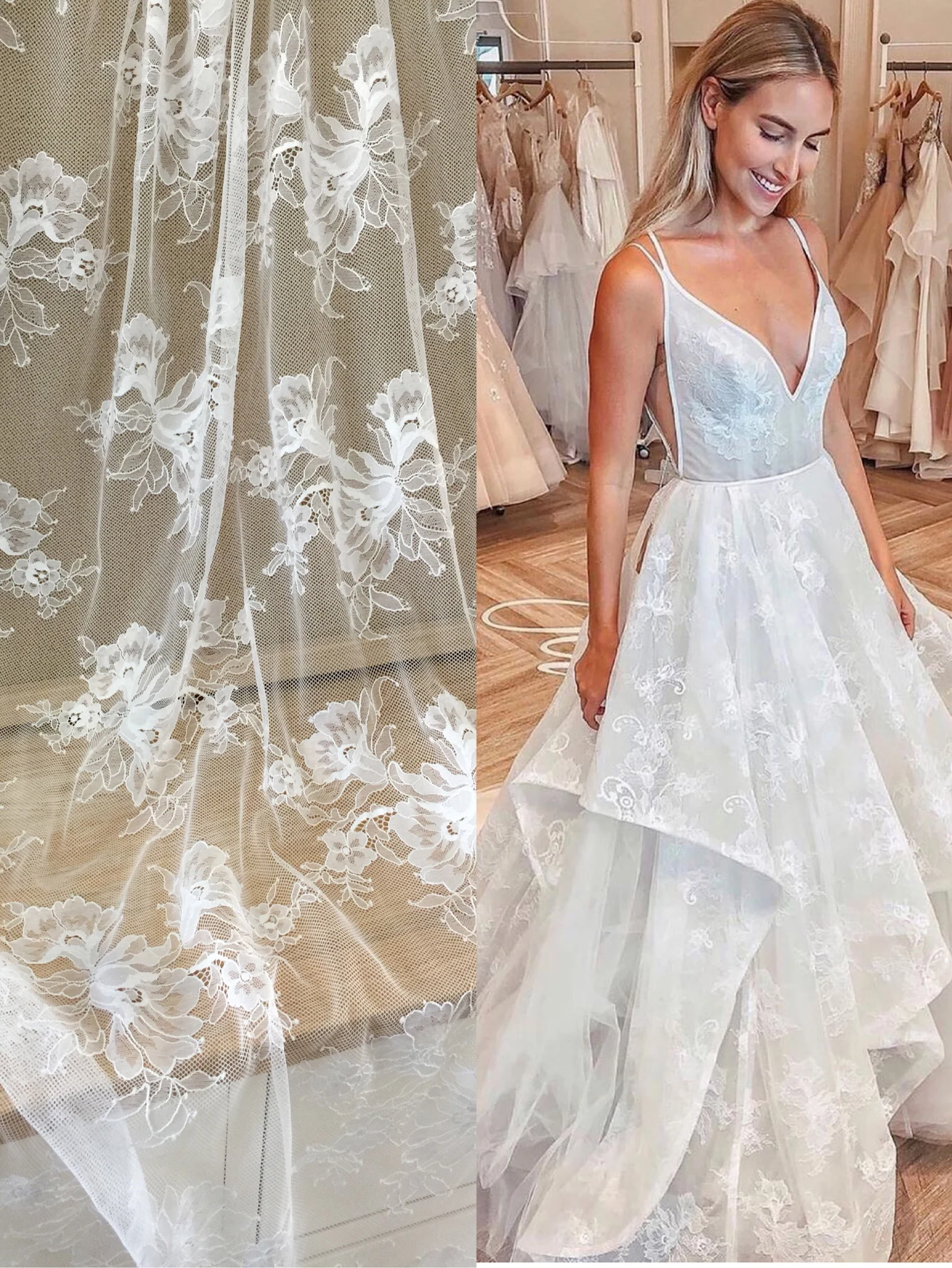 2022 Новое поступление модная кружевная ткань цвета слоновой кости в стиле