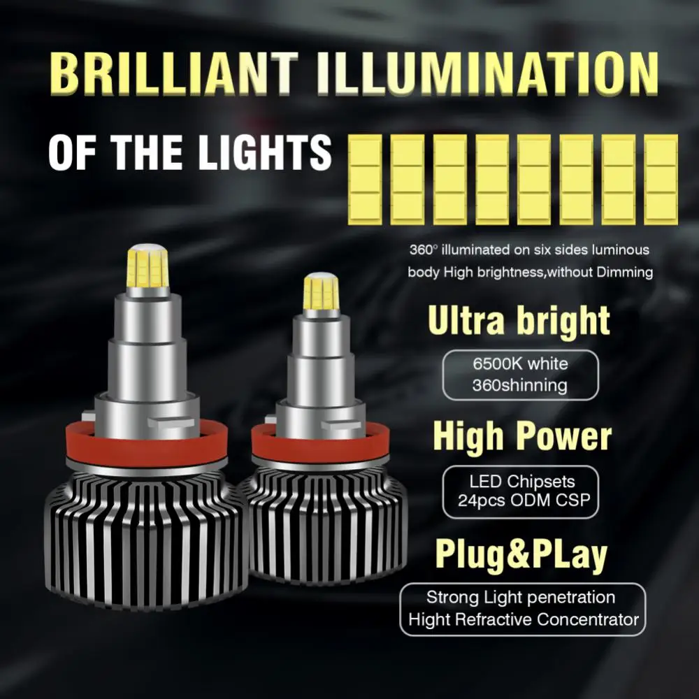 

G12 Eight-sided 360 ° High Brightness LED Headlights Automotive Headlights Headlights H8/H9/H11 Car Headlight Bulbs(LED)