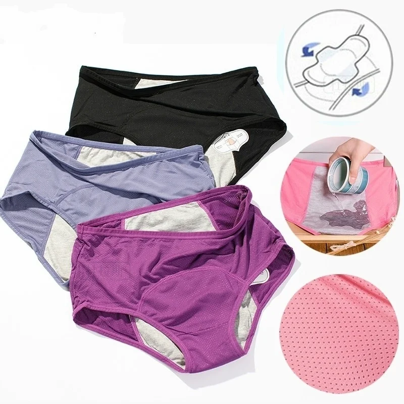 

Leak Proof Menstrual Panties Physiological Underpants Women Underwear Period Comfortable Waterproof Briefs Plus Size