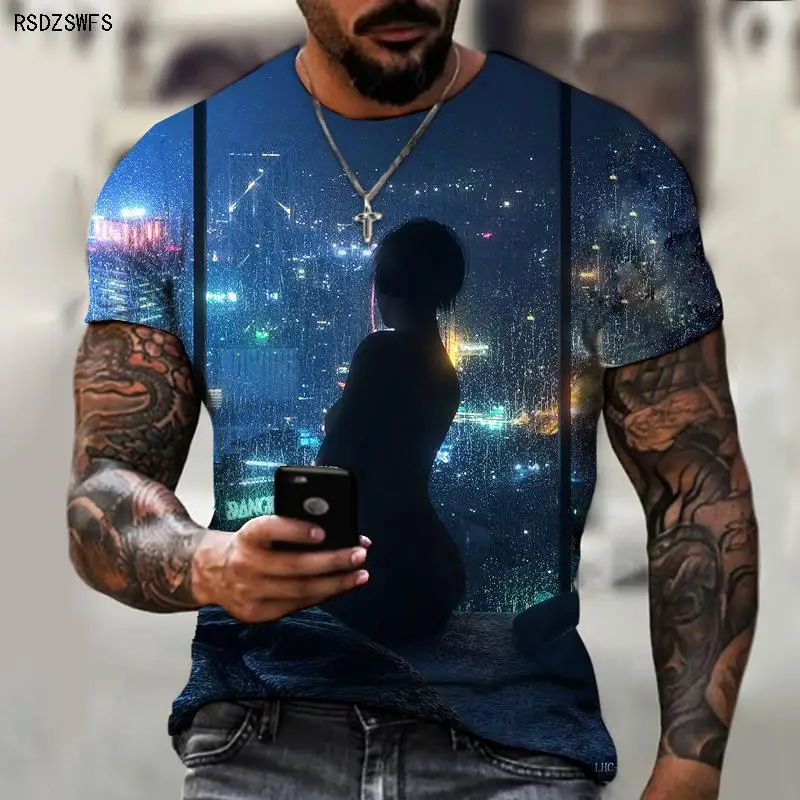 

E-sports DJ Singer Space Astronaut Anime Manga 3D Printing Pattern Men's T-shirt Street Male Super Handsome Version S-5XL