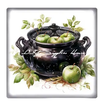 10 шт./лот котел на Хэллоуин ведьма тыква яблоко квадратное фото стеклянный