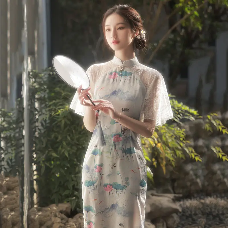 

Improved Cheongsam 2022 New Female Summer Young Elegant High-end Chinese Style Fresh Daily Qipao Retro Party Dress