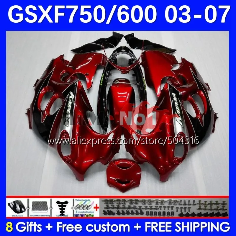 

Body For SUZUKI KATANA GSXF600 GSXF 600 750 13No.21 GSXF750 03 04 05 06 07 GSX600F 2003 2004 2005 2006 2007 Fairing wine red blk