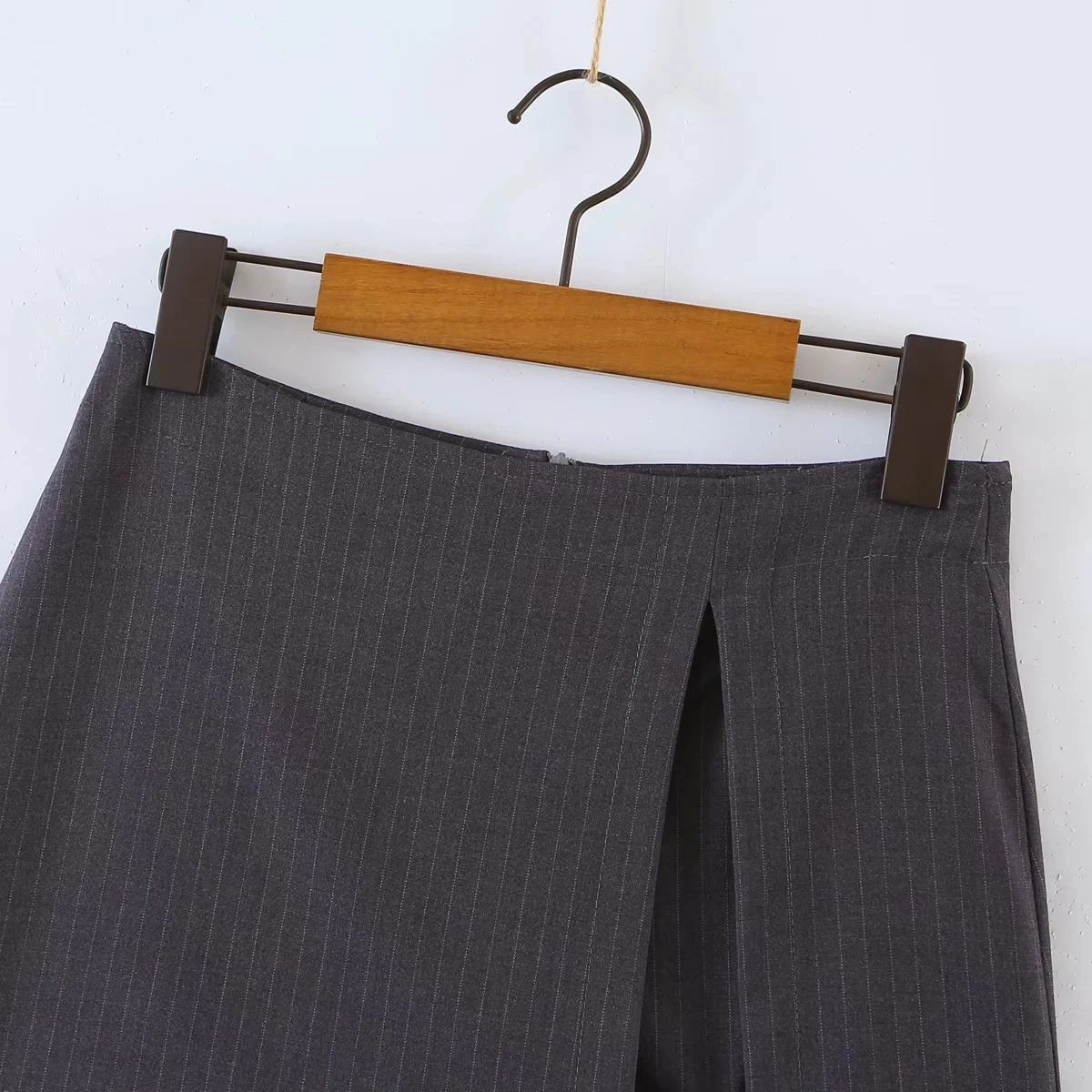 Dave&Di England Style Ins Fashion Short Blogger Vintage Grey Striped High Wasit A-linen Culottes Women Casual Shorts Women