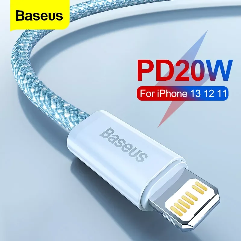 

Кабель зарядный Baseus 20 Вт PD для iPhone 13/12/11 Pro/Xs Max/XR, кабель USB Type-C с подсветкой для iPad, шнур для передачи данных, провод зарядного устройства