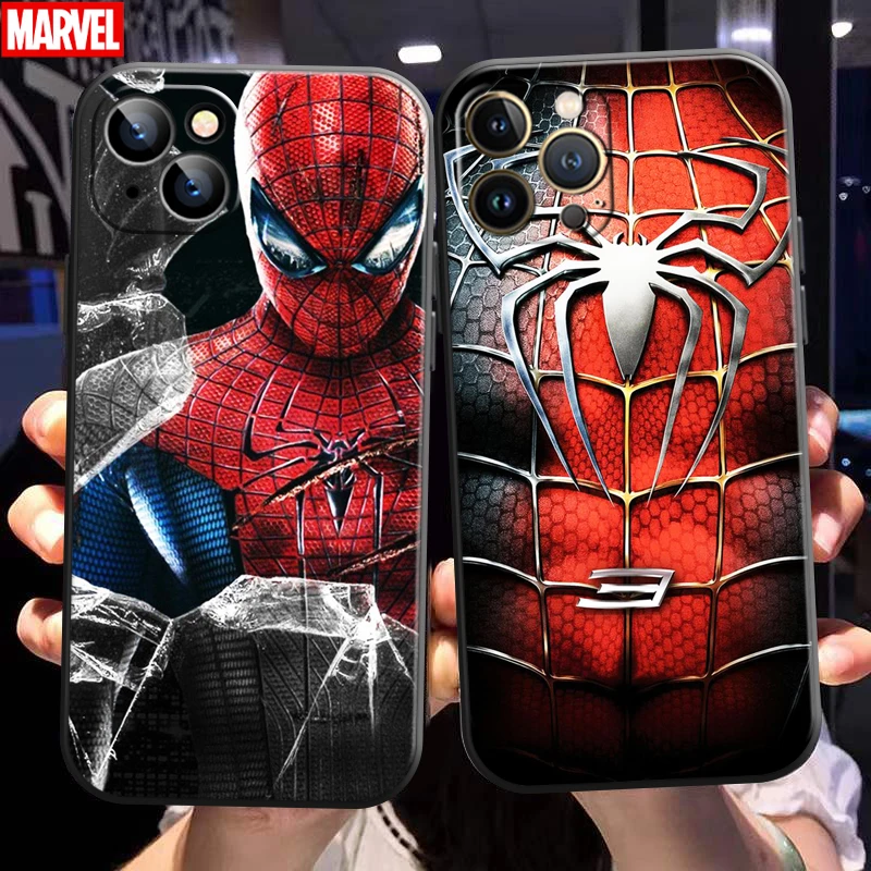 

Avengers Spiderman For Apple iPhone 13 12 11 Pro Mini X XR XS Max SE 5 6 6S 7 8 Plus Phone Case Funda Coque Black Carcasa Soft