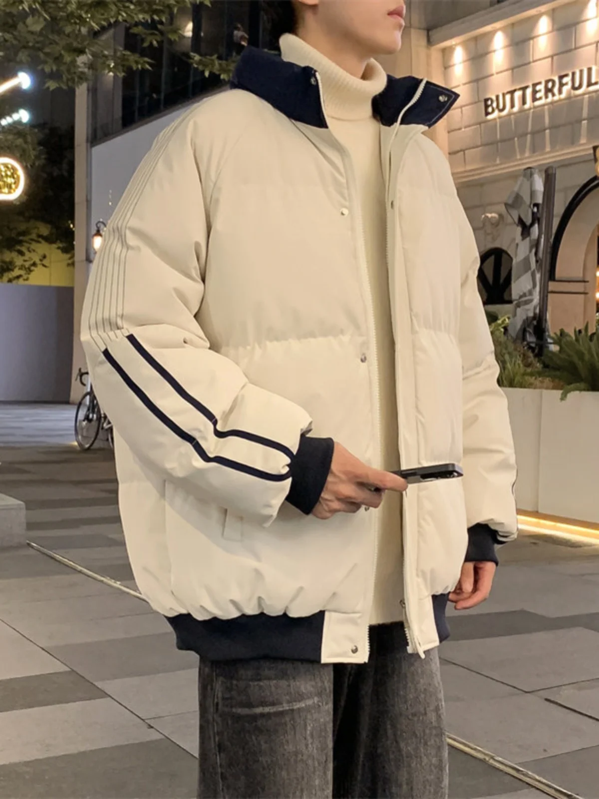 Американский пуховик с воротником-стойкой одежда на хлопковой подкладке мужская