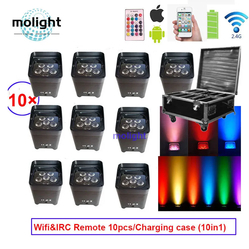 Беспроводная подсветка DMX DJ Uplights RGBWA UV Par на батарейках 6*18 Вт