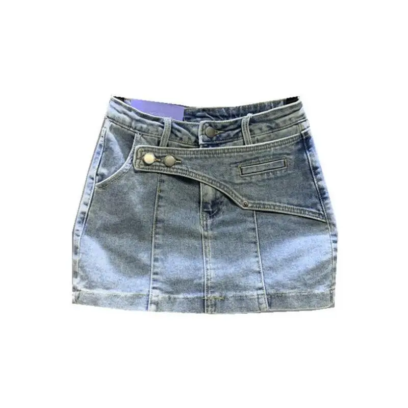 

Модная женская джинсовая юбка с завышенной талией и пуговицами в стиле пэчворк однотонная джинсовая юбка с запахом на ягодицах летняя трендовая Новинка 2023 p1041